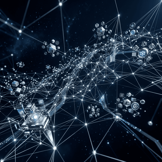 Abstract 3D rendering representing cloud networking and SaaS automation